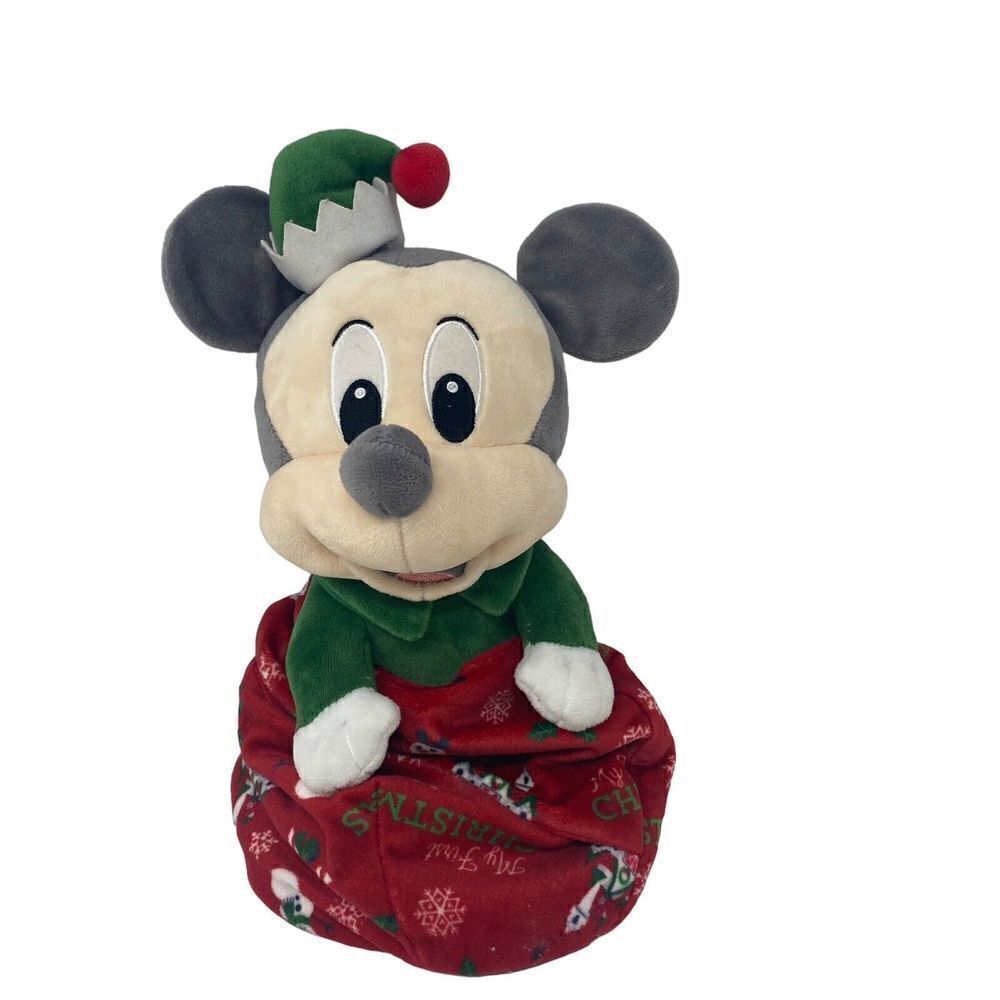 Disney Parks My‎ First Christmas Baby Mickey Plush In Blanket Pouch Original